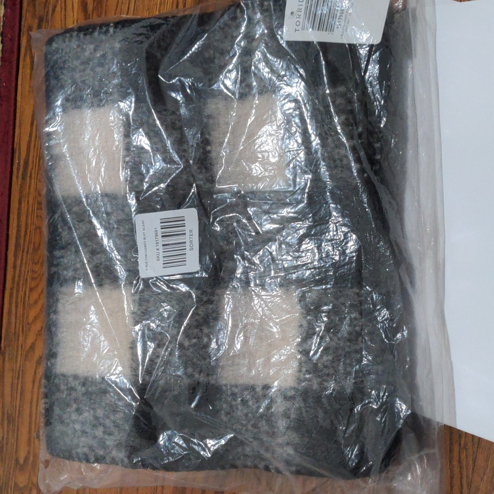 Torrid Black Checkerboard Blanket Scarf